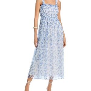 Aqua floral Blue lace midi Dress NEW